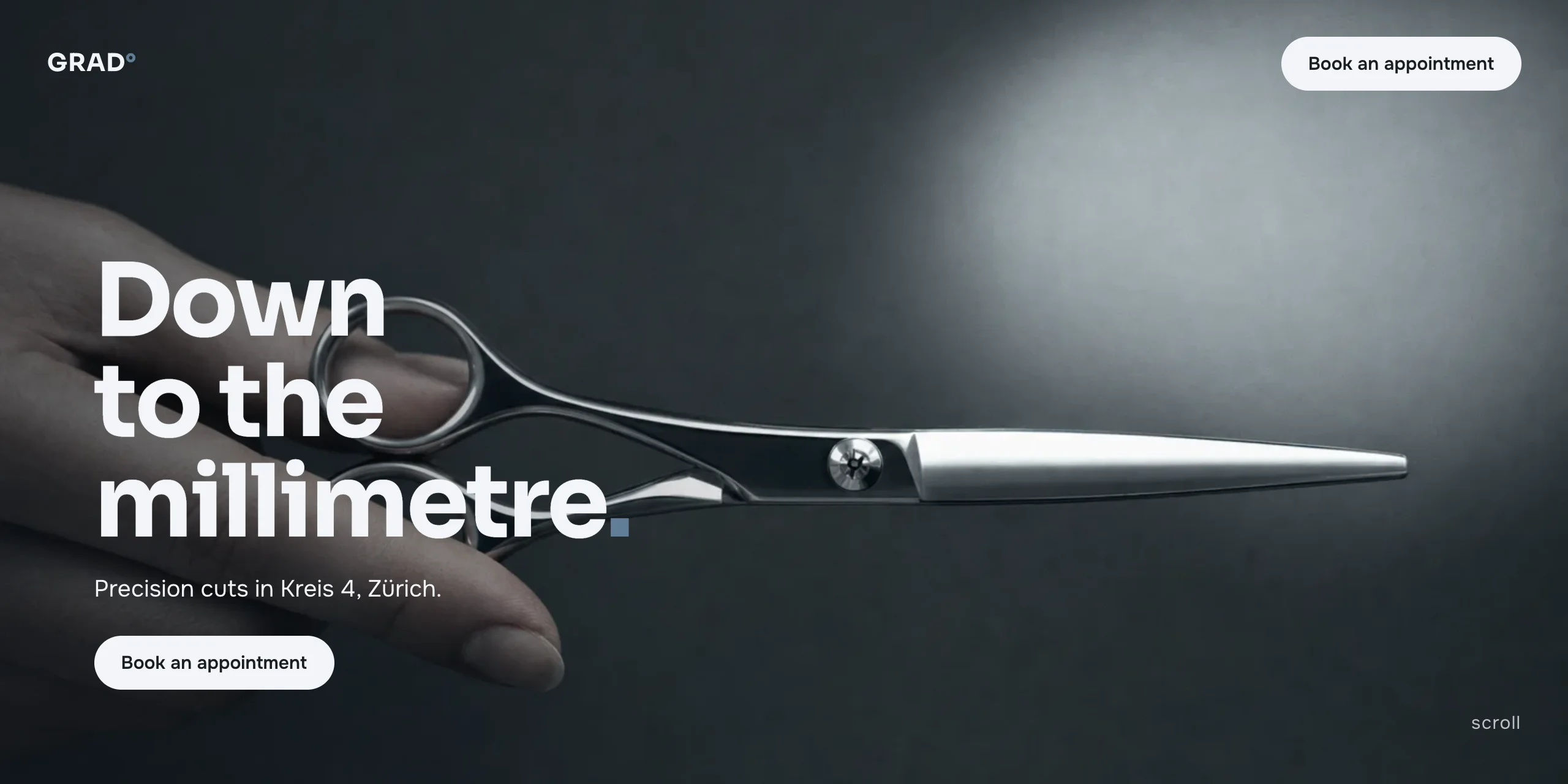 Website for the GRAD coiffeur studio