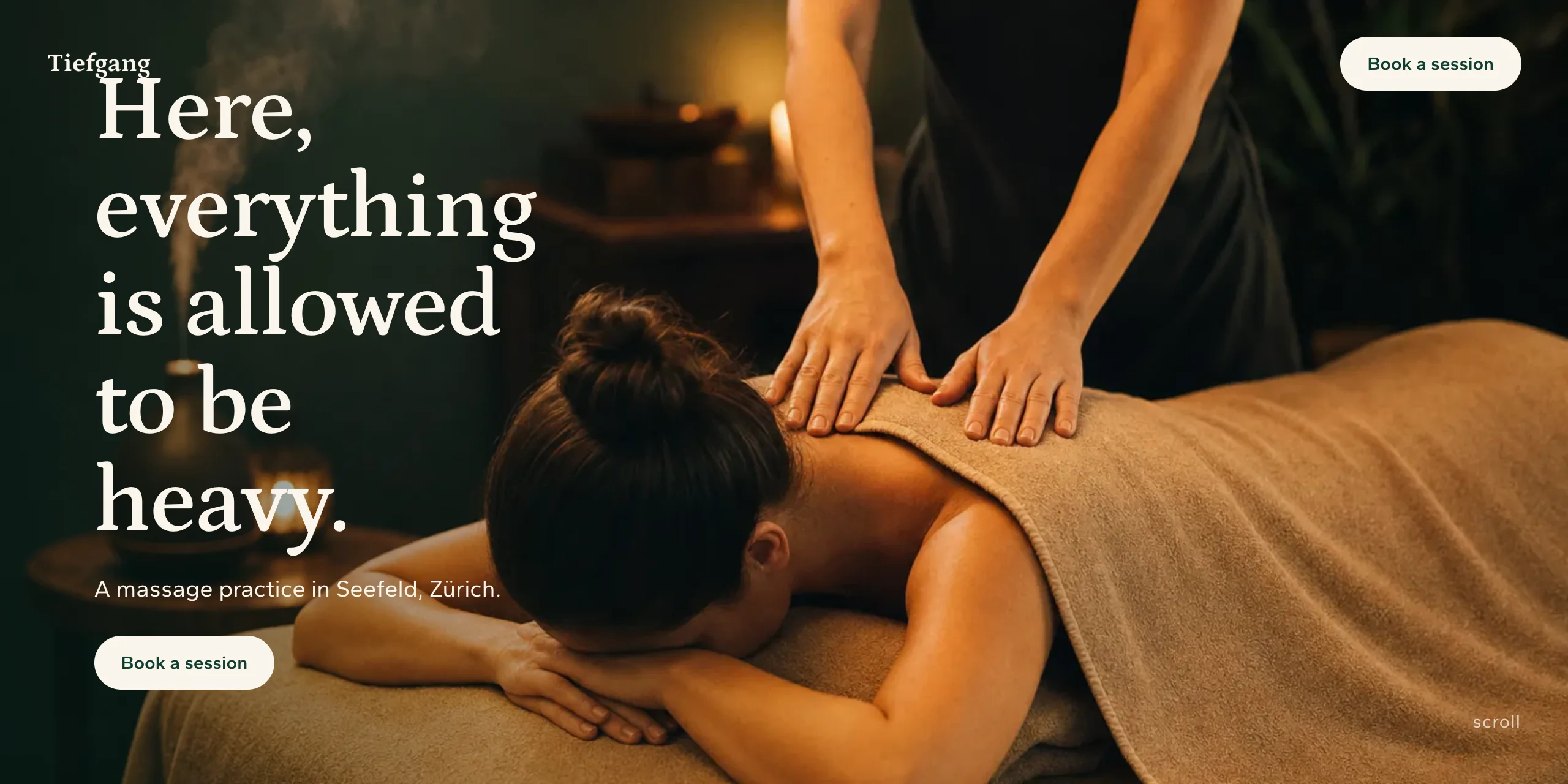 Website for the Tiefgang massage practice