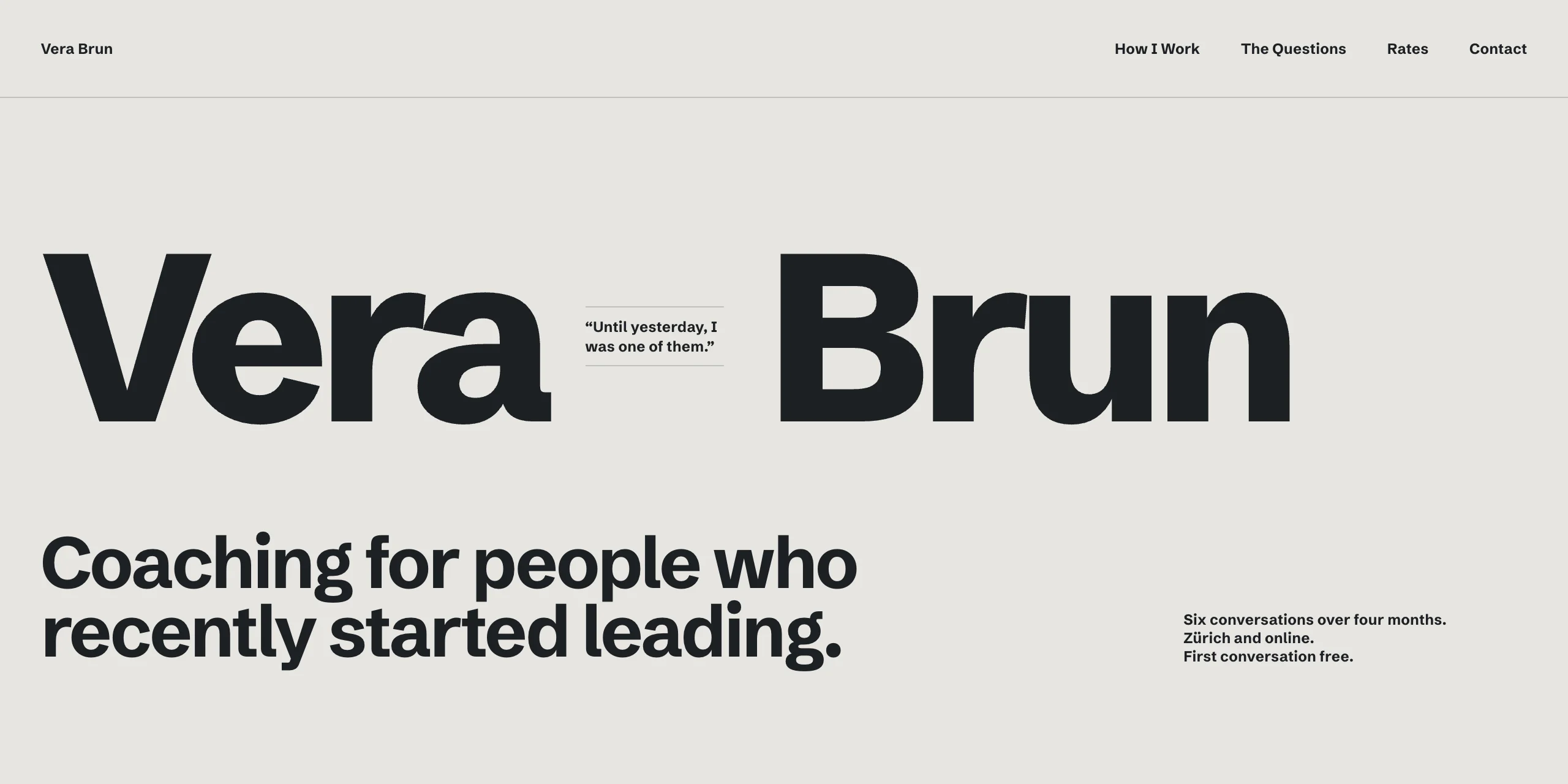Website for Vera Brun, coaching