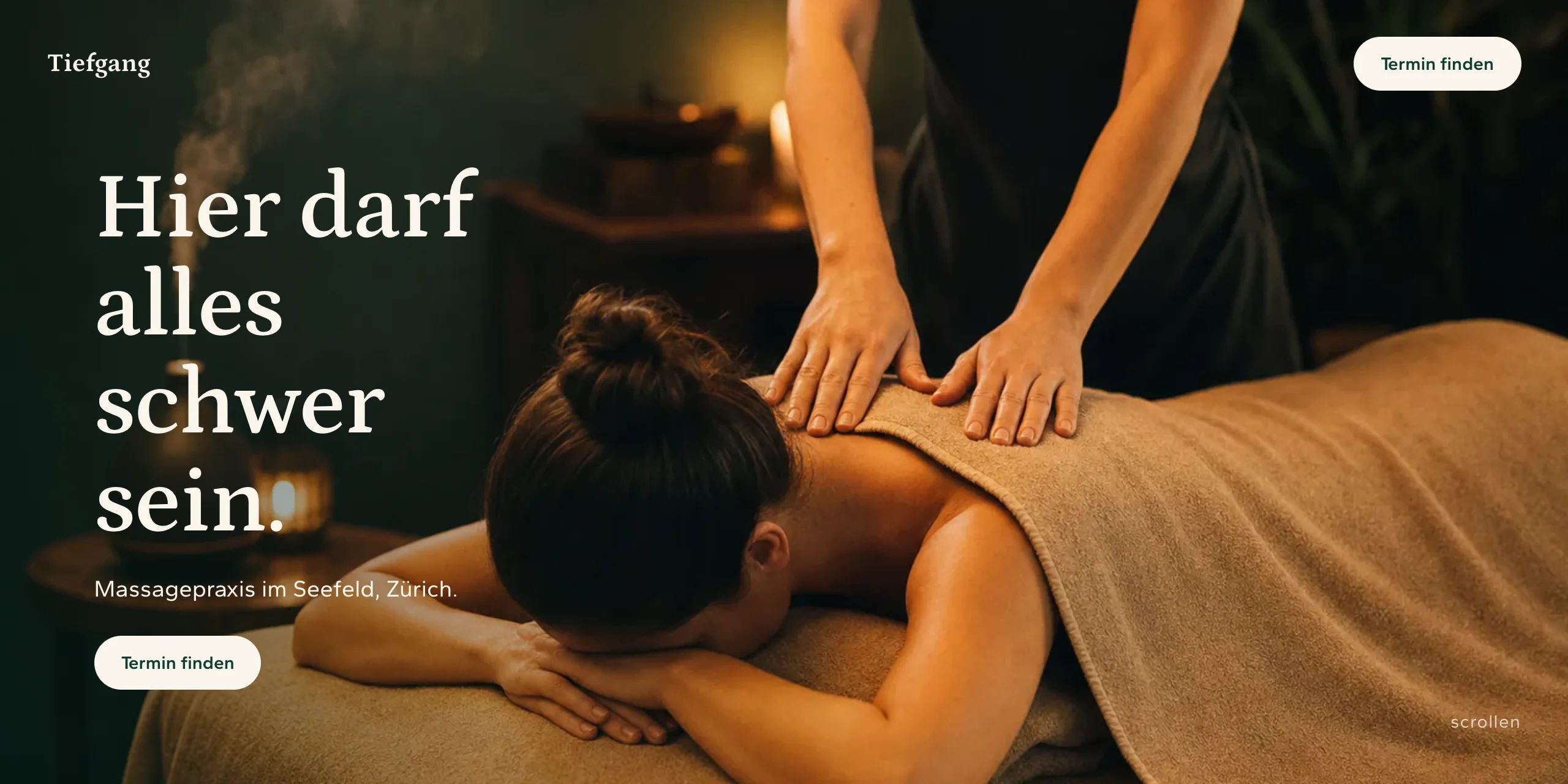 Website für die Massagepraxis Tiefgang