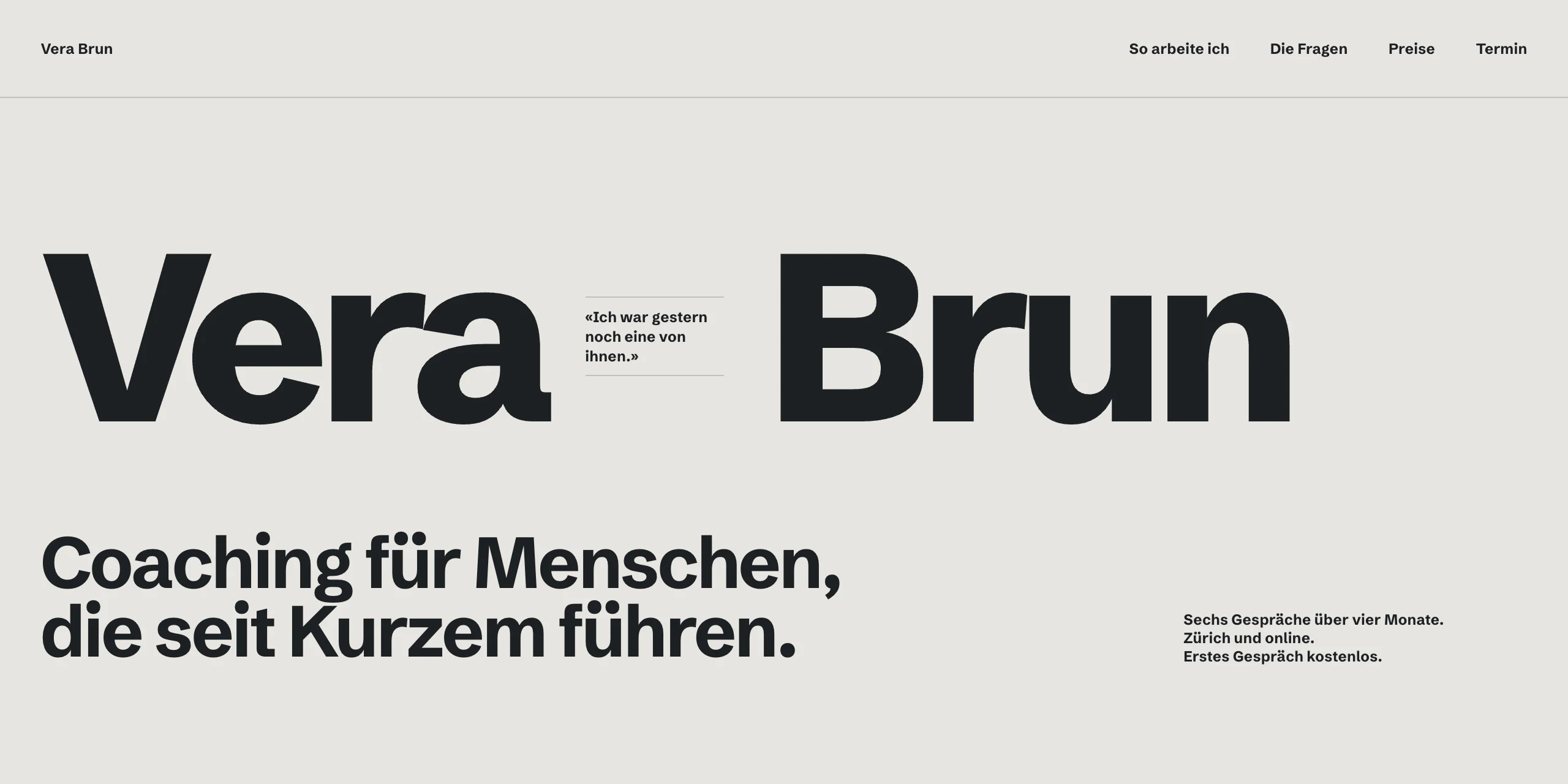 Website für Vera Brun, Coaching
